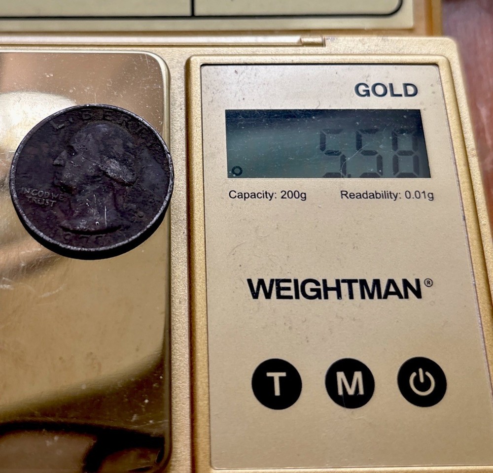 1977 D MISSING CLAD QUARTER - BOTH SIDES - 5.5 - 5.58 Grams