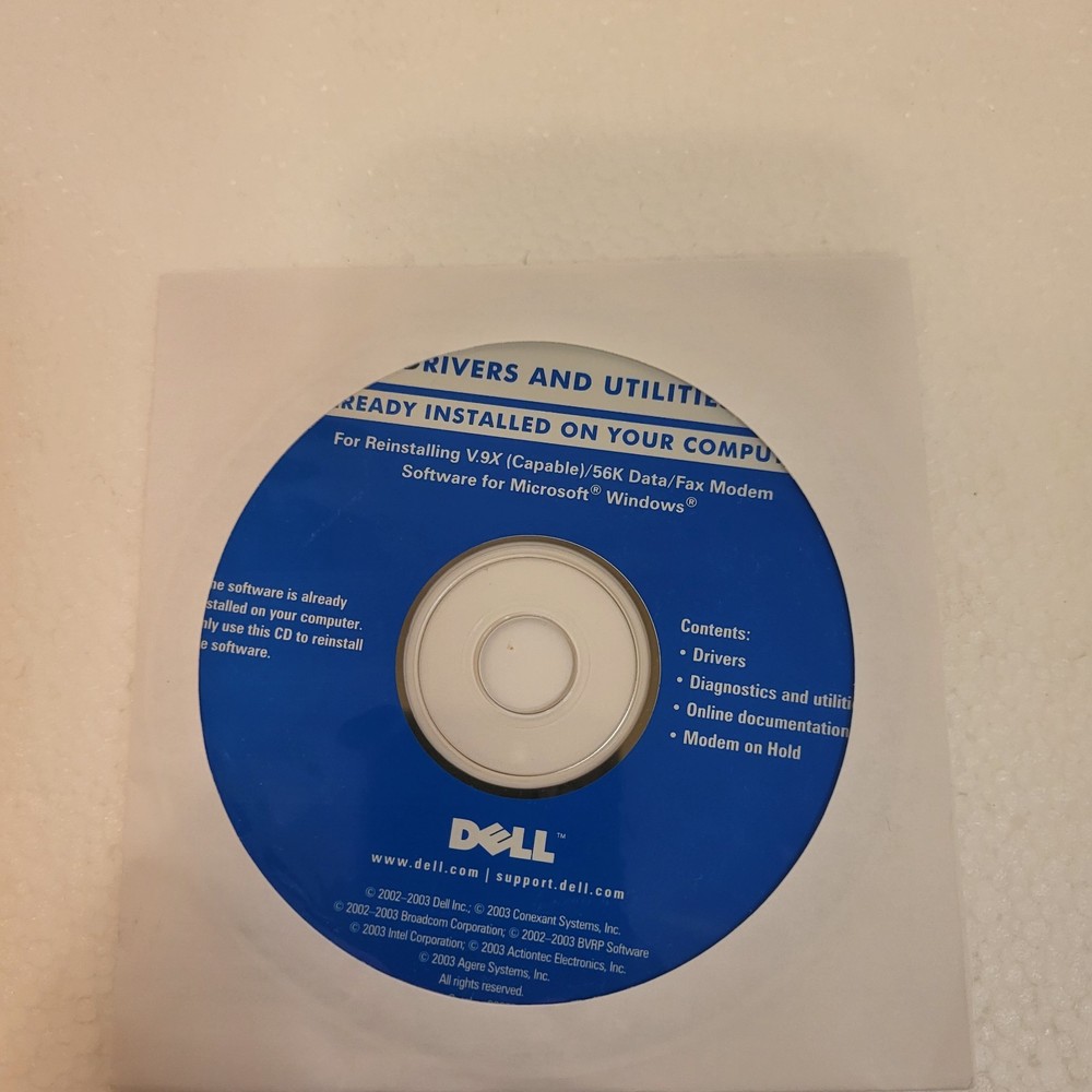 DELL Drivers & Utilities Reinstalling V.9X(Capable)/56k Data/Fax Modem Software