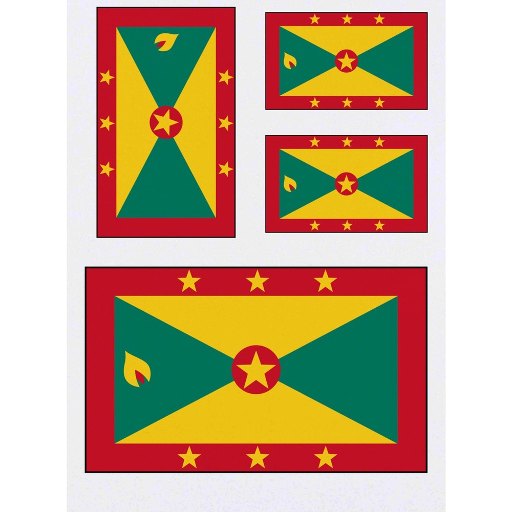 4 x 'Grenada Flag' Temporary Tattoos / Transfers (TO00014577)