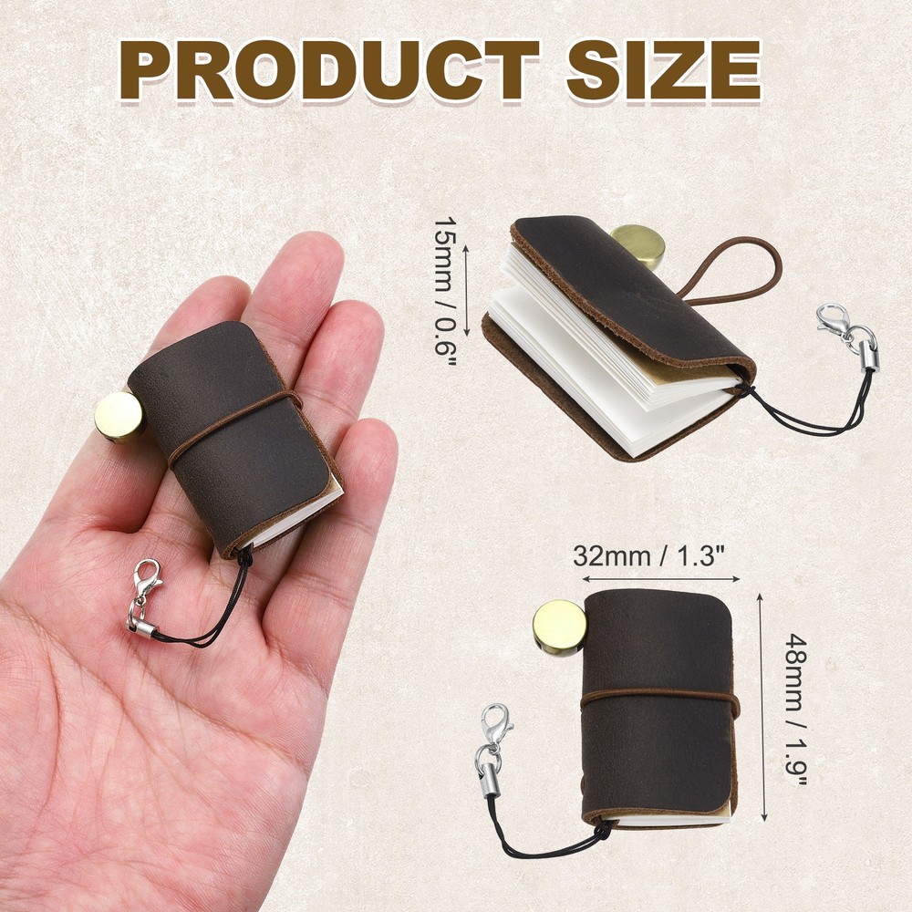 Miniature Notebook, 1.9x1.3" Leather Pocket Tiny Notebooks, Coffee