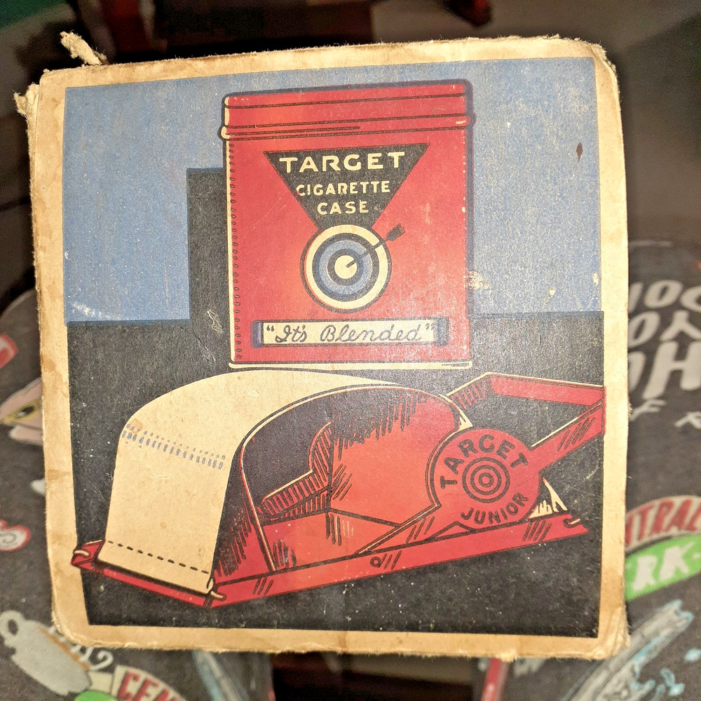 Target Junior Cigarette Rolling Machine, box & tin, Vintage 1931