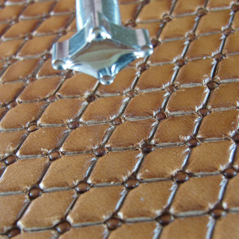 Small Button Tufted/Quilted Pattern Leather Stamp, Stainless Steel Leather Tool