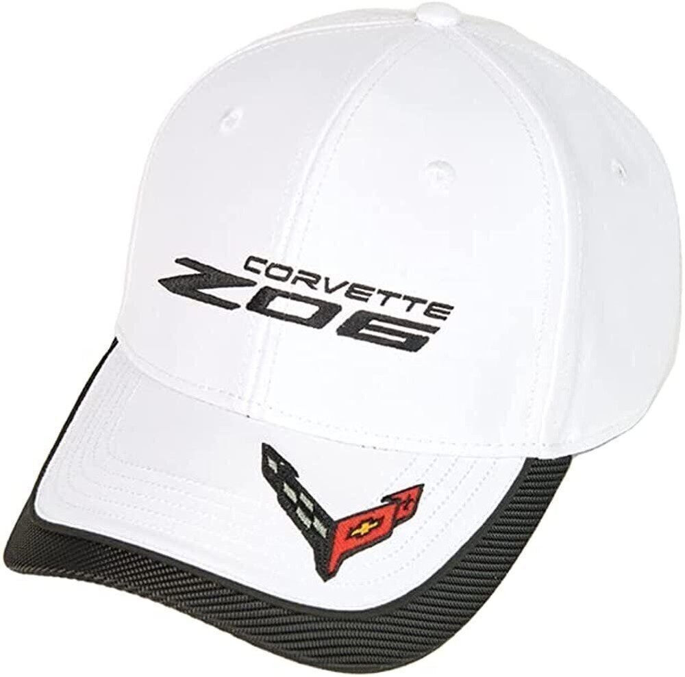 C8 Z06 Corvette Hat - Next Generation Flag Accent Cap : White