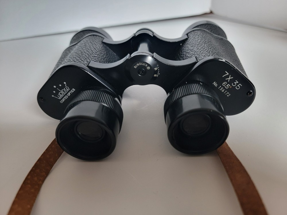 Vintage Lupinus Coated Optics Binoculars 7x35 with case compass