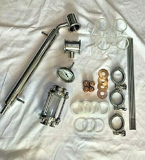 2" Tri Clamp Alcohol Distiller Bubble Plate Reflux Column & Condenser, Fits Kegs