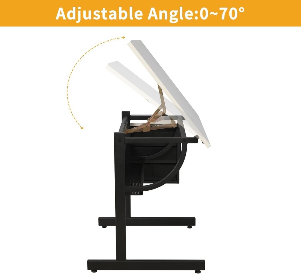 Adjustable Drafting Table with Stool & Storage Art Desk for Drawing Crafting