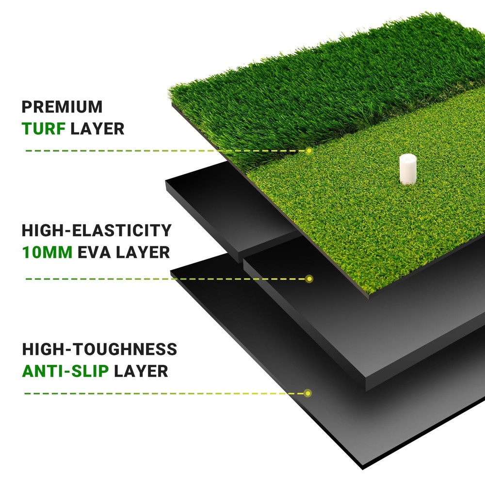 Portable & Foldable Golf Practice Mat – Dual-Turf Golf Hitting Mat for Indoor...