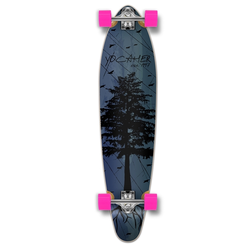 Yocaher Kicktail Longboard Complete - In the Pines : Natural