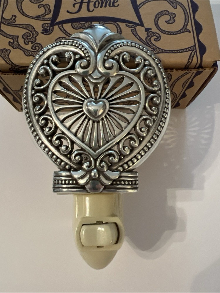 Brighton Heart Shape Nightlight Silver Plated Retired With Box