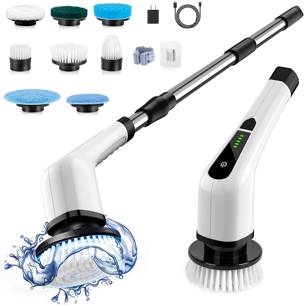 Electric Spin Scrubber, Cordless Cleaning Brush Scrubber for Home, 8 Replaceable