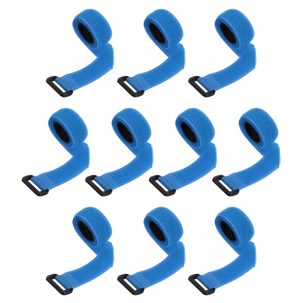 10pcs Reusable Cinch Straps 0.8"x20" Hook and Loop Cable Securing Straps, Blue