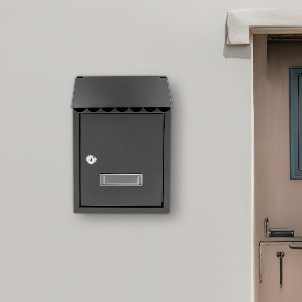 Modern Outdoor Mailbox with Key Lock Rust-resistant Wall-Mount Mailbox Mail Box