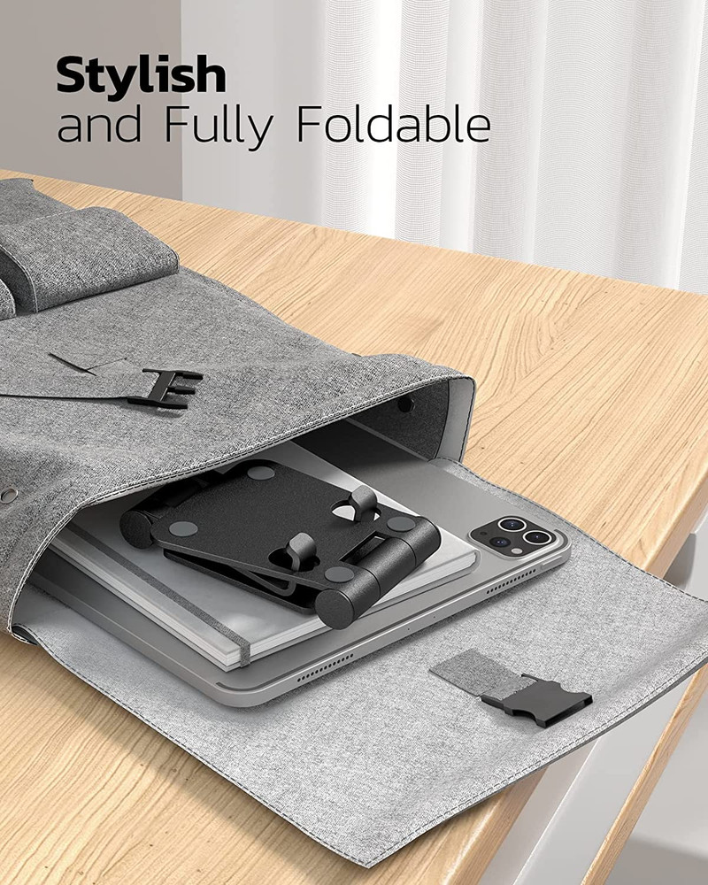 Dual Folding Cell Phone Stand, Fully Adjustable Foldable Desktop Phone Holder Cr