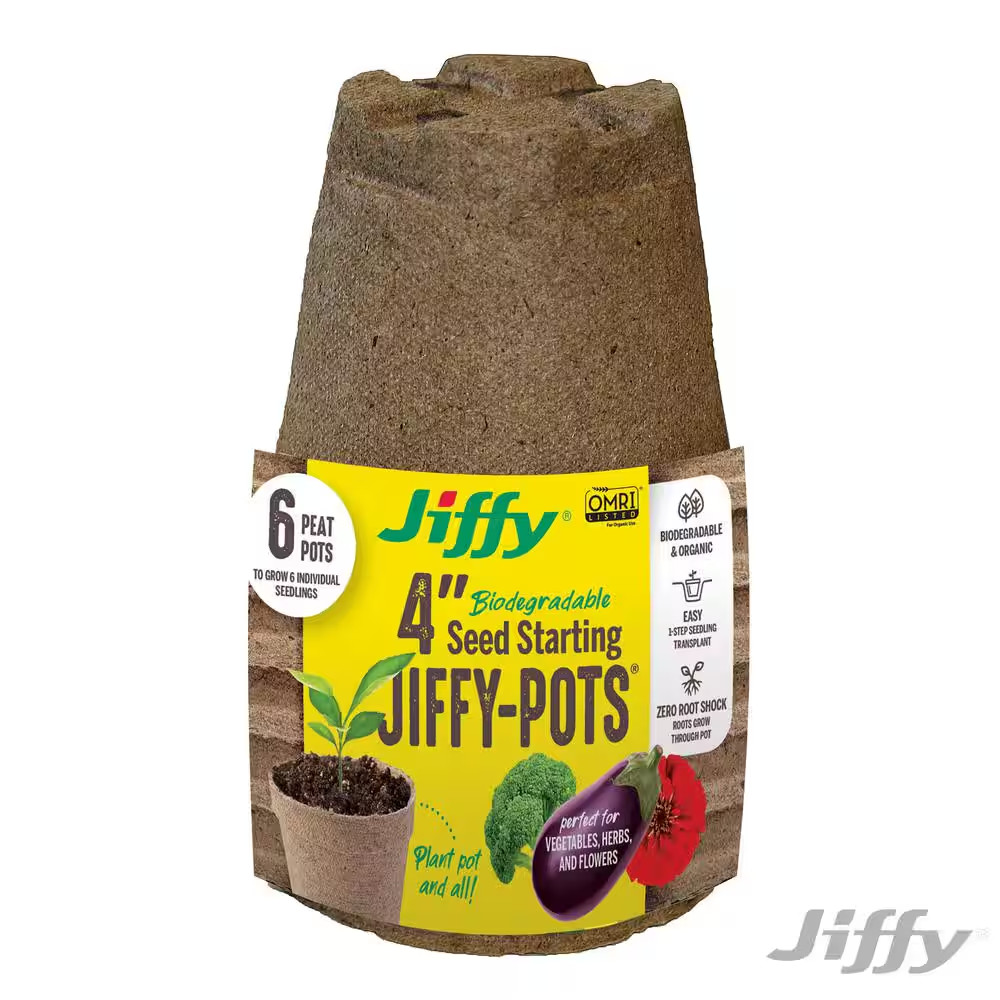 4 In. round Peat Pots Seed Starter Kit (6-Pack)