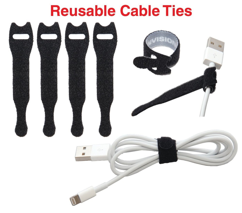 Heavy Duty Silicone Desktop Cable Organizer Black + 4 Reusable Cable Ties