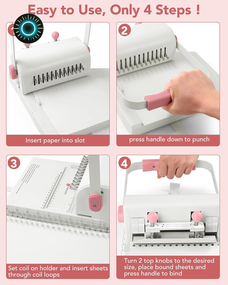 Binding Machine Hole Pitch 2:1 - Portable Book Binding Kit with 10PCS 5/8'' Bind