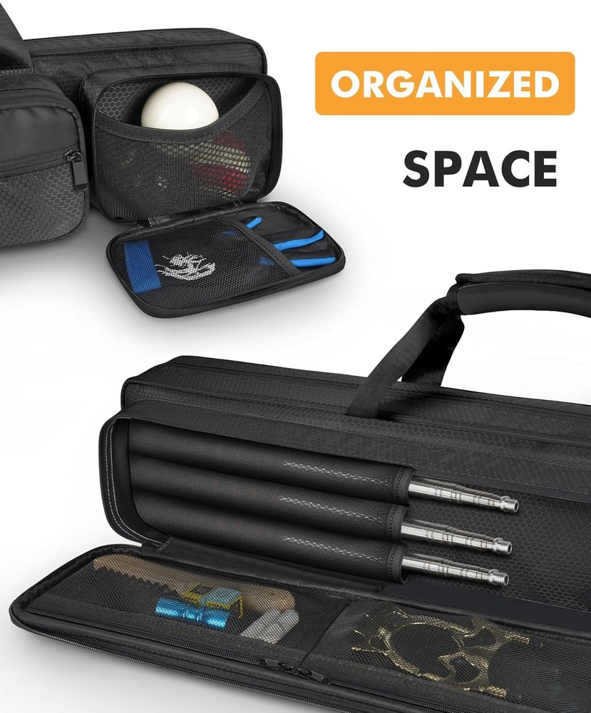 Pool Cue Case, Stick Case 4x5 with Multiple 4x5, Black