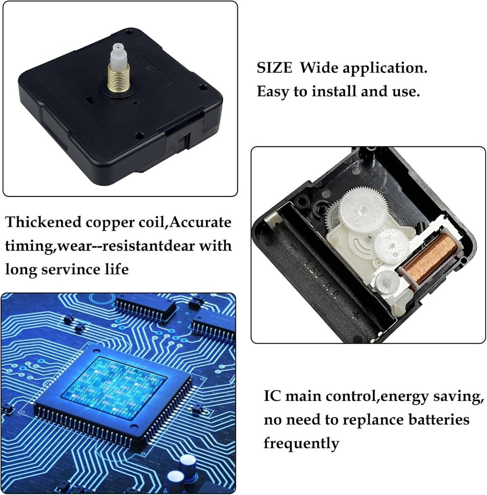 Quartz Clock Mechanism Replacement Battery Operated Silent Clocks Kit Include...