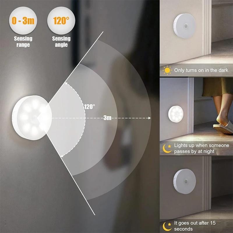 Motion Sensor LED Night Light USB Rechargeable3color Wireless Closet Lamp2-6pack