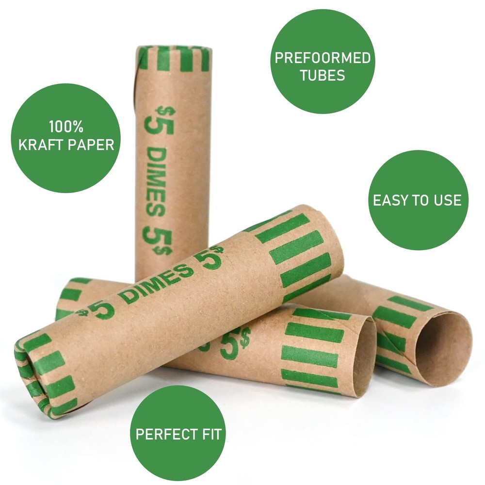 118 PCS Preformed Coin Wrappers Rolls-Dimes