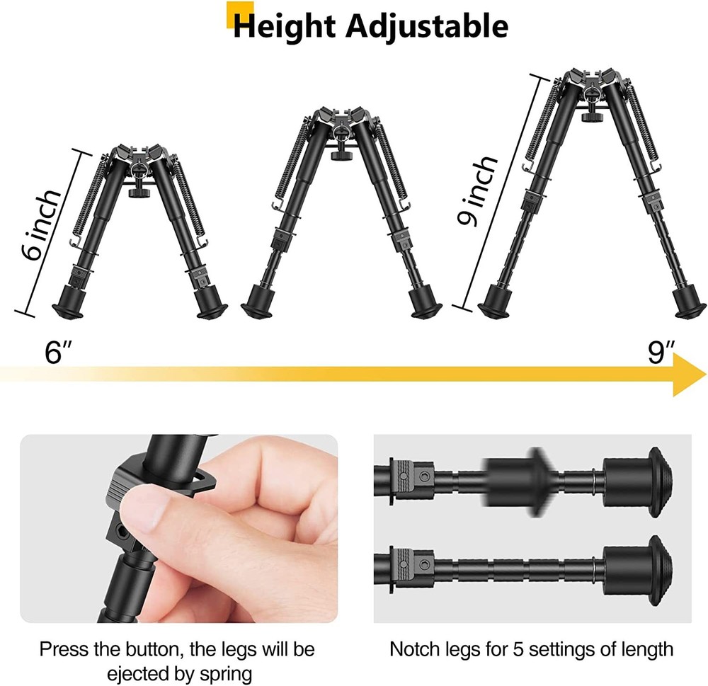 6-9 Inches Rifle Bipod Spring Return M-LOK Adapter Compatible With M-Rail System