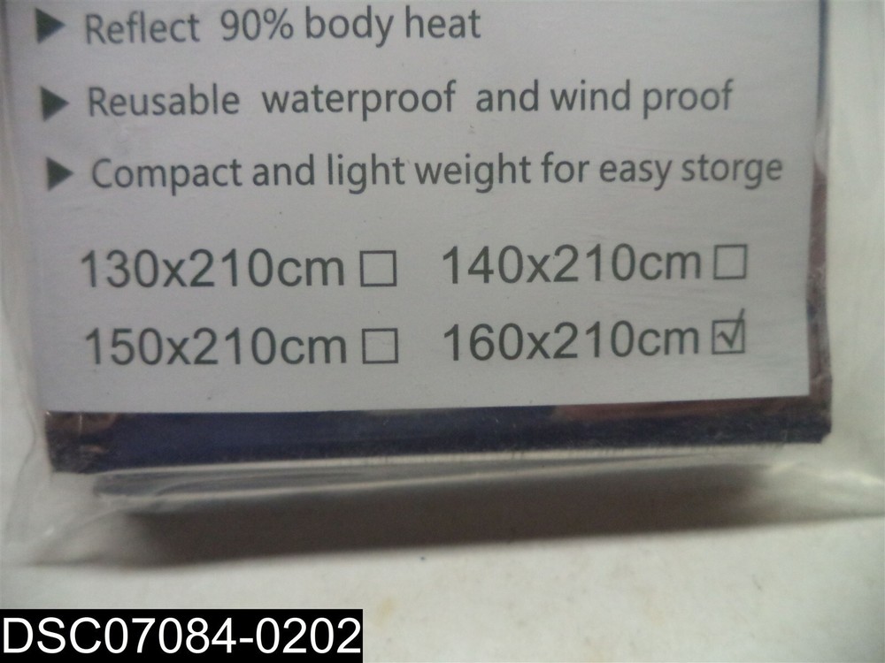 QTY=12: 160CM X 210 CM Reusable Emergency Blankets