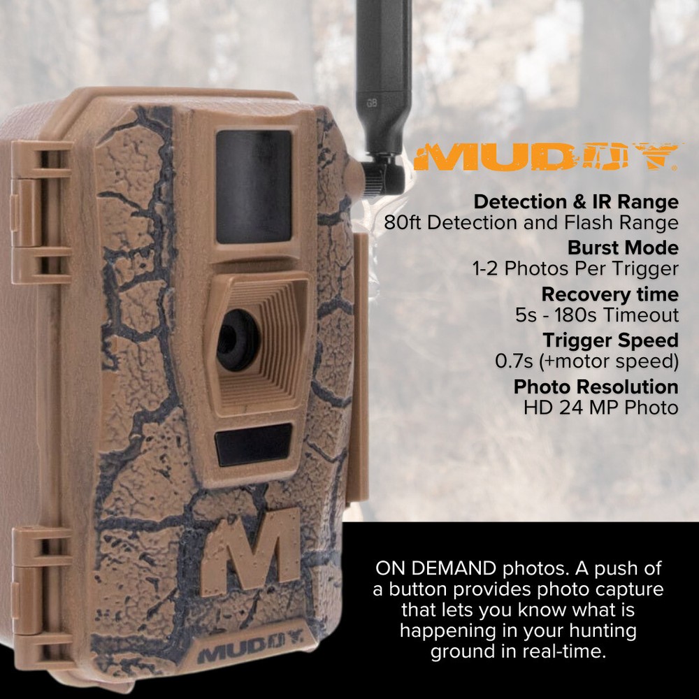 Muddy Mitigator Cellular 24MP Imaging Trail Camera with Solar Battery Bundle