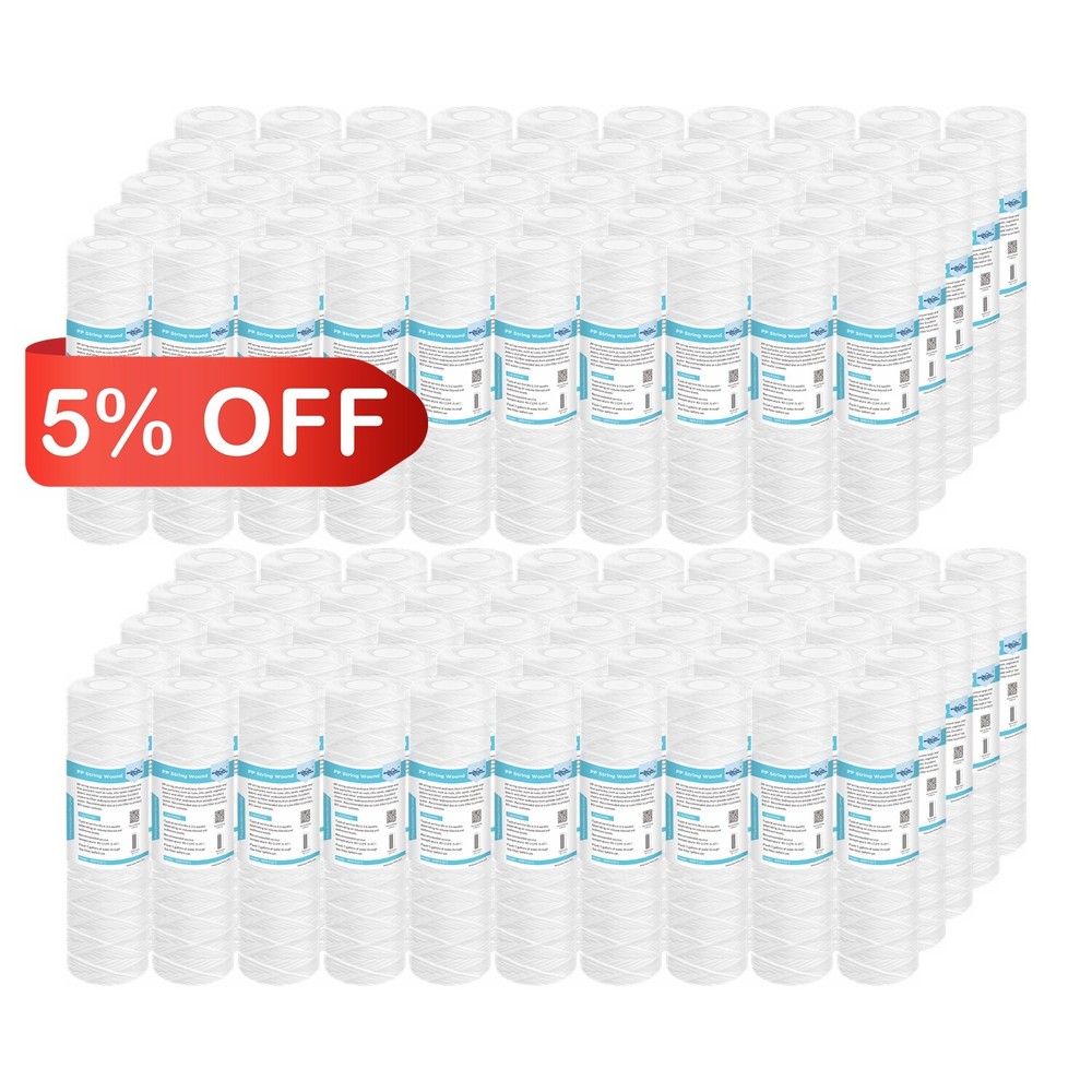 100 Pack 1/5/10/20/30/50 Micron 10"x2.5" String Wound Well Water Sediment Filter