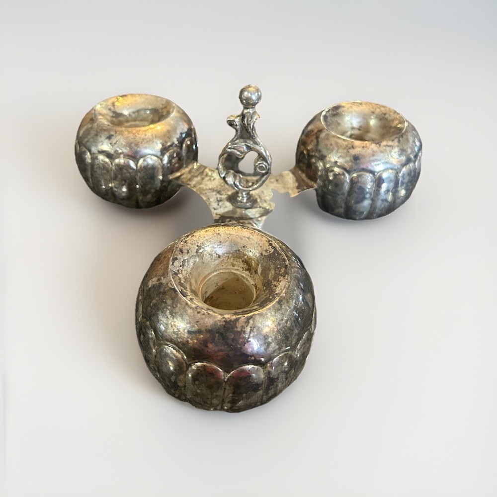 Vintage silver-plated  three-part candelabra