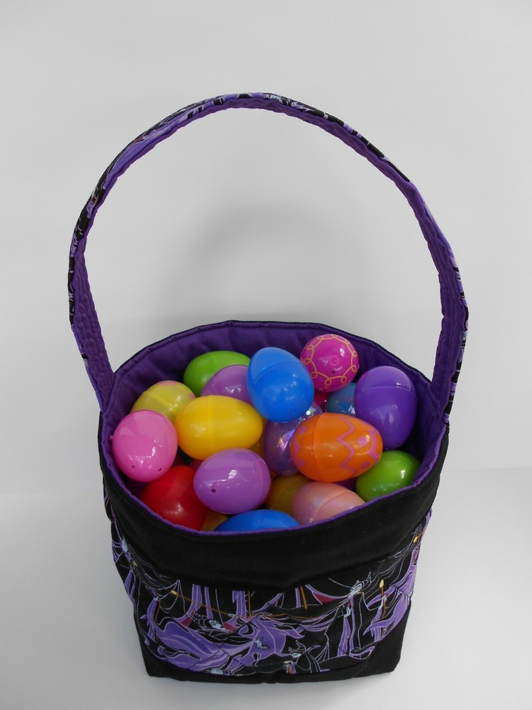 Handmade Maleficent Quilted Easter Basket - Halloween Basket - Lined - Washable