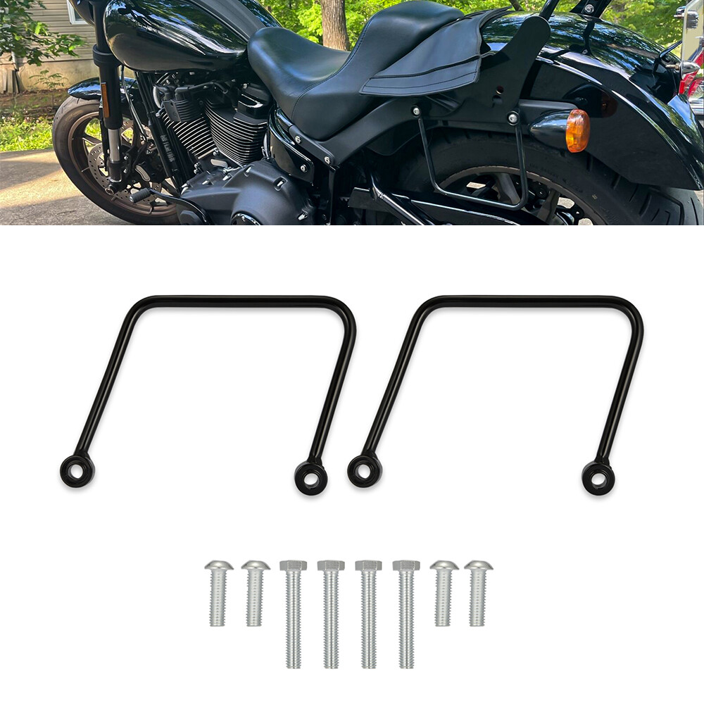 Black Saddlebag Support Bracket Mount Kit For Harley Street Bob FXBB 2018-2025