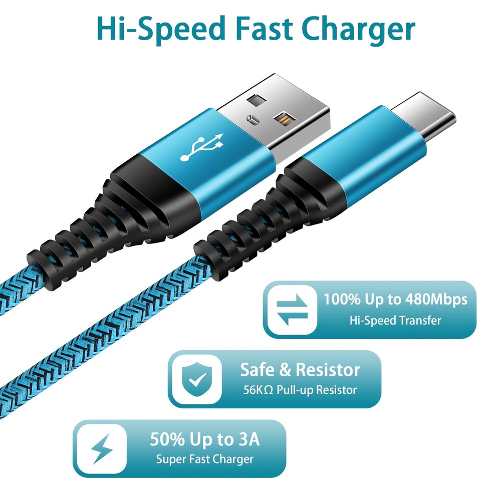 C Charger Cord Fast Charging USB Type C Cable Android Charger Cables 6FT 2Pack