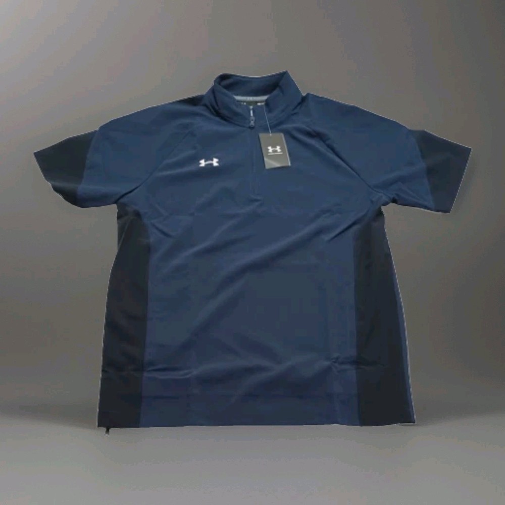New Under Armour ¼ Zip Coach's Pullover Medium Navy Storm Tech Men's Squad