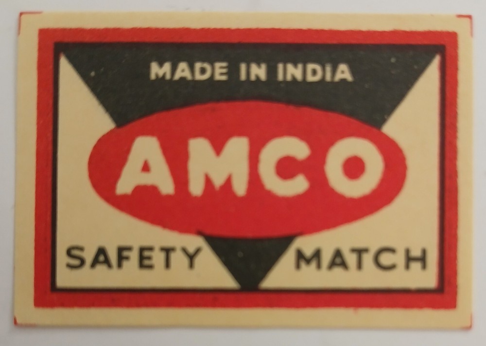 OLD MATCHBOX LABEL  - AMCO - SAFETY MATCH  - MADE IN INDIA