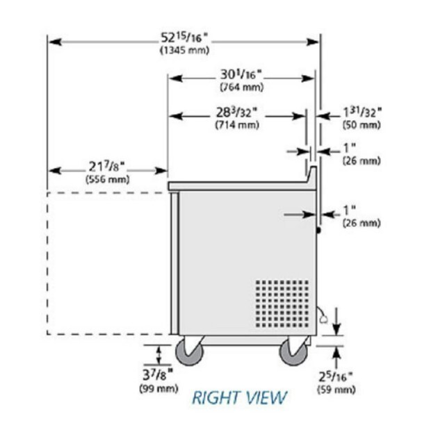 True TWT-72-HC 72" Solid Three Door Worktop Refrigerator, 19 cu ft