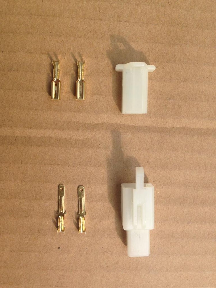 NEW 2 WAY PIN PLUG BRASS CONNECTORS SOCKET X 5 SCOOTER MOPED