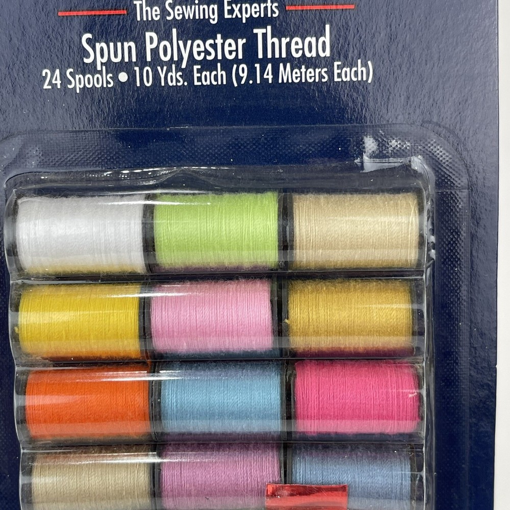 Coats & Clark Spun Polyester Thread 24 Spools 10 Yards Each Light & Dark Shades