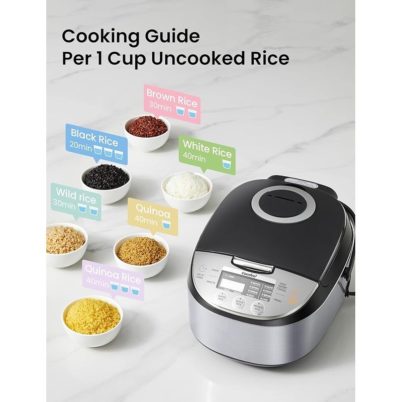 Fuzzy Logic Rice Cooker Multi-Functional 6 Cup Programmable Fast Cook Steamer US
