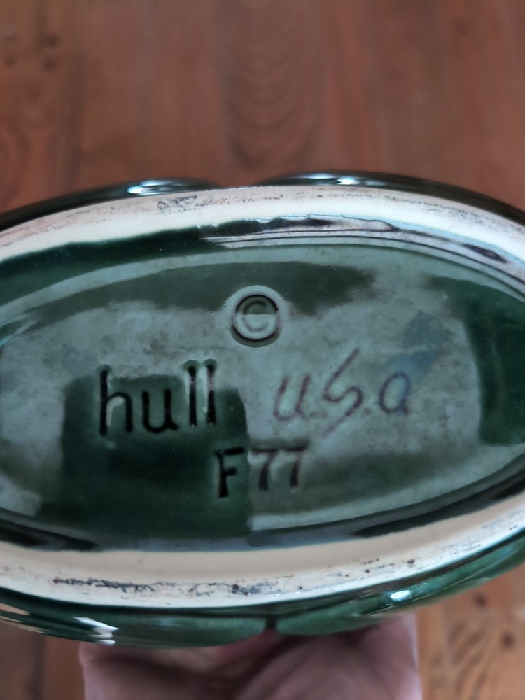 Vintage Hull F77 Green Drip Scalloped Rectangular Window Box Planter USA