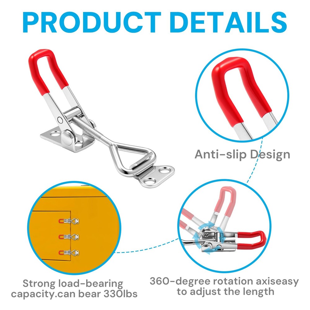 pwkauka 6 Pack Toggle Latch Clamp 4001, Adjustable Quick Release Pull Red