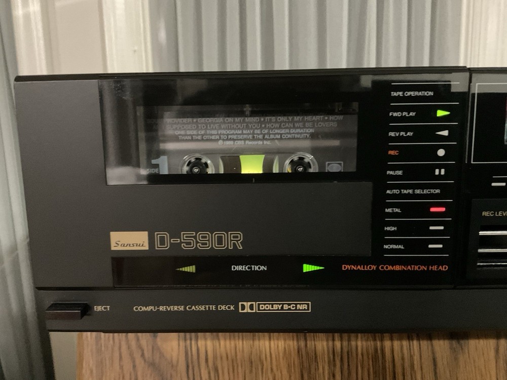 Almost Mint! Sansui D590r Auto Reverse Cassette Deck Black