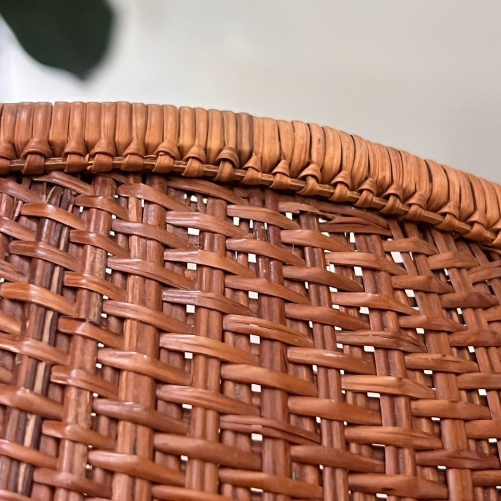 Round Bamboo Wicker Winnowing Vietnamese Basket fruit Bowl 2.5"