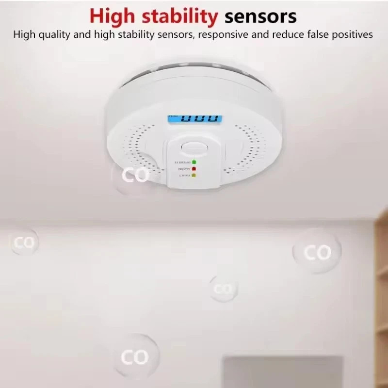 Carbon Monoxide Detector Warning Alarm Sensor LED Digital Battery Powered