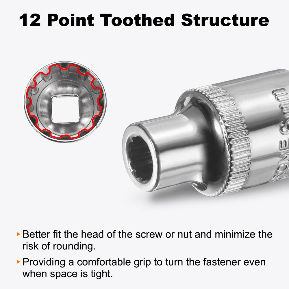 12 Points Socket 3/8" Drive 6mm Metric Shallow Impact Socket
