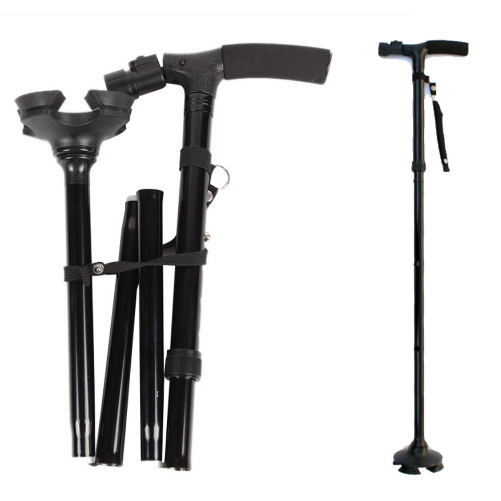 LED Walking Stick Cane All Terrain Pivoting Base Folding Cane Adjustable Height