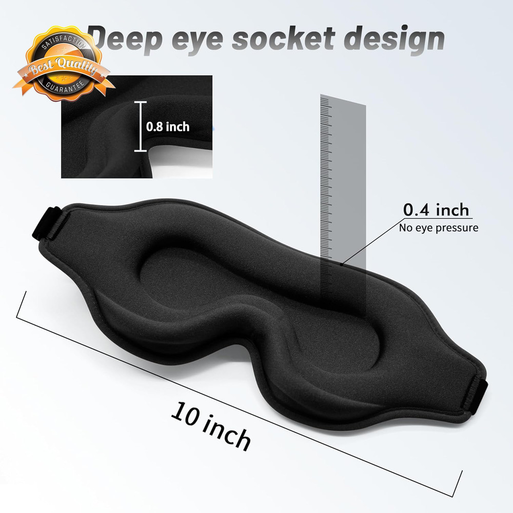 3D Sleep Eye Mask Blackout Adjustable Strap Travel Side Sleeper Mask