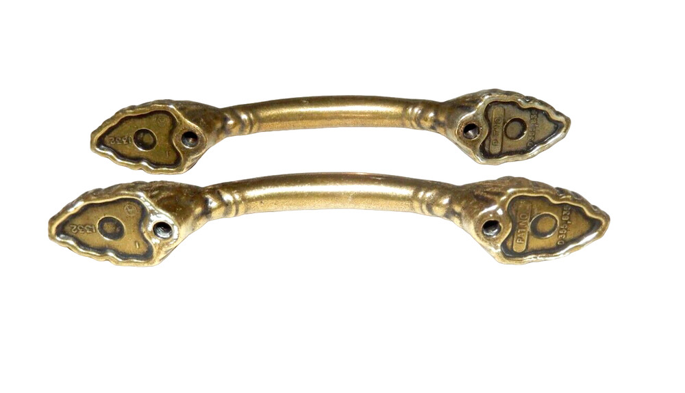 4 Vintage Solid Brass Cabinet Drawer Handles Pulls Fruit Bundle 3" Hole To Hole