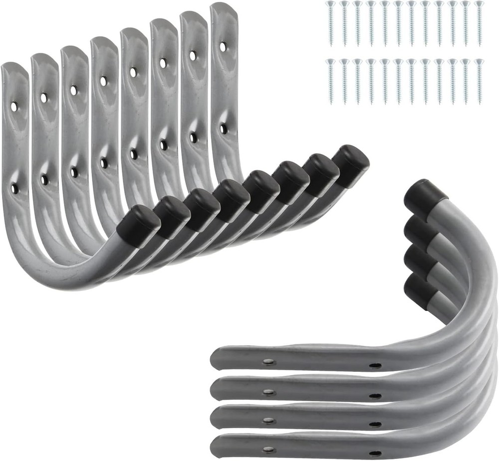 HOME MASTER HARDWARE 12 Pack Garage Storage Hooks 4 Inch J 12 Pack, Gray