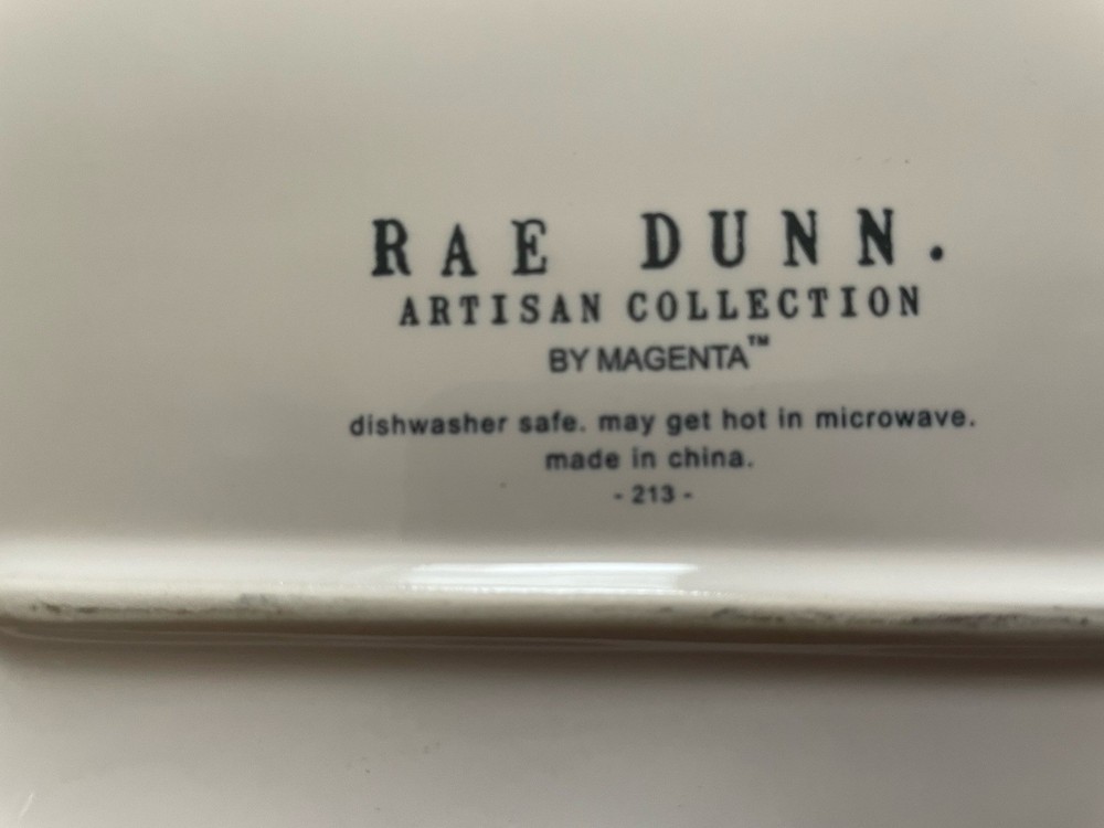 Rae Dunn Ceramic White Rectangle Thanksgiving Platter Gobble 'Til You Wobble