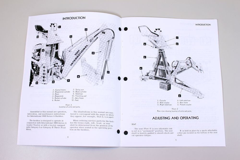 International 3082 A Backhoe Owners Operators Manual Maintenance Controls